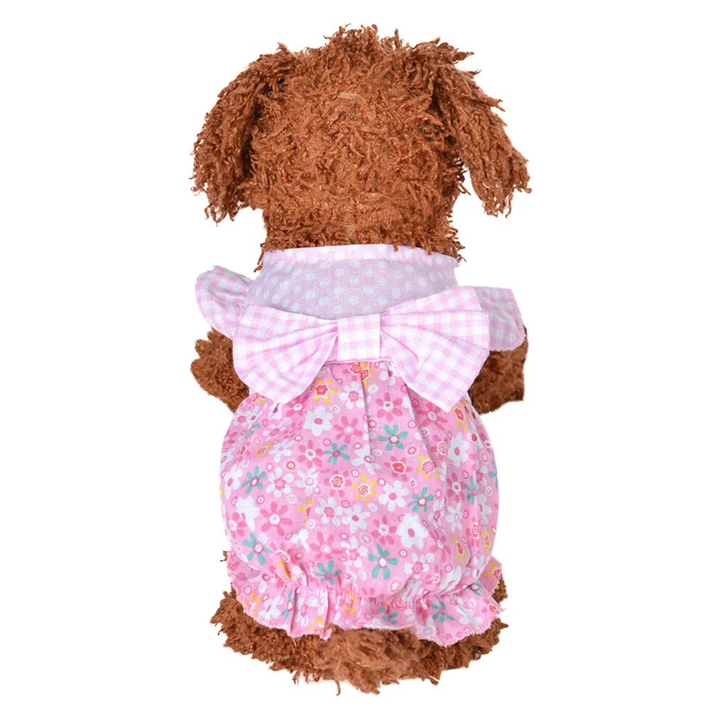 pet clothing spring summer cute cat Puppy dress pet clothes Plaid Flower Bow Princess Summer Breathable Dress Clothes W726