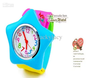 

New Fashion Colorful Watchband Candy Colored Silicone Children Sport Wrist Watch Kids Pat Table free shipping