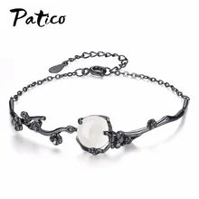 Топ Поставщика 925 стерлингового серебра цветок Лунный камень, опал браслеты подвески регулируемые браслеты для женщин элегантный подарок ювелирных изделий