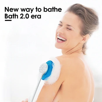 

Silicone Rotating Bath Brush Long Handle Soft Hair Clean Dead Skin Bathroom Adult Back Massage Exfoliating Body Shower Scrubber