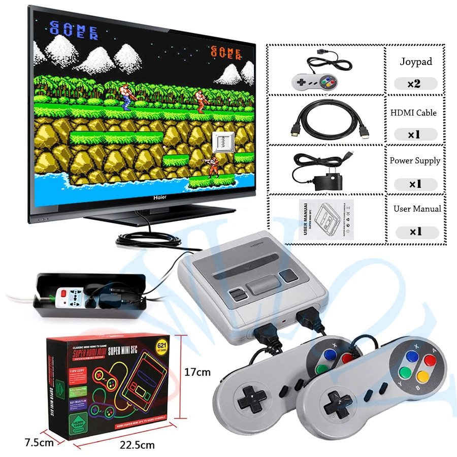 Супер Мини HD семейный ТВ 8 бит SNES игровая консоль Ретро Классический HD выход ТВ Портативный игровой плеер встроенный 621 игр