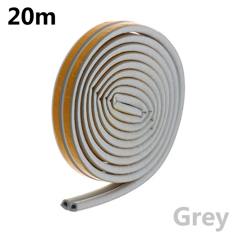 

20m D-Type Self Adhesive Door Bottom Sealing Strip Tape Window Door Sound Insulation Weatherstrip Guard Wind Dust Blocker Sealer