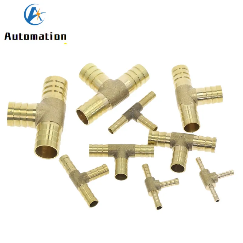 T-Shape Brass Barb Hose Fitting Tee 3 Way Tube Barb Coupling Connector Adapter 4mm 6mm 8mm 10mm 12mm 16mm hose pipe fitting,pipe fitting,tee adapter,water pipe fitting