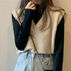 Vest Women Solid Knitted V-Neck Sleeveless Fashion Casual Retro Korean Style Outwear Ladies Coats Chic All-match Spring Simple ► Photo 3/6