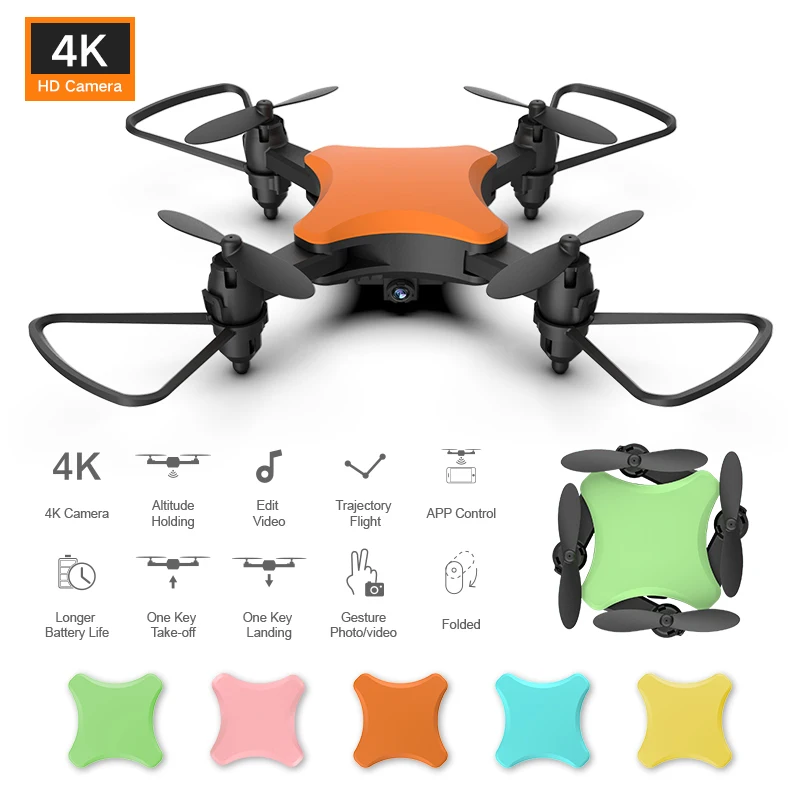 Мини-Дрон 4K HD камера DIY пять цветов дроны воздушный вертолет для фотографии складной Квадрокоптер Дрон детские игрушки подарки VS LF606