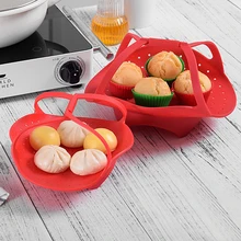 Folding Safe Multifunction Cooker Useful Steamer Basket Kitchen Tool Vegetable Heat-Resistant Expandable Silicone cooker steam