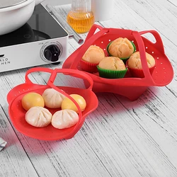 Folding Safe Multifunction Cooker Useful Steamer Basket Kitchen Tool Vegetable Heat-Resistant Expandable Silicone cooker steam