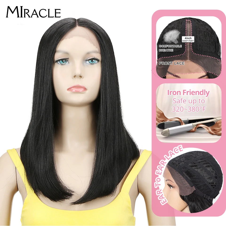 

Miracle Synthetic Wigs For Black Women Straight Hair Ombre Blond Short Bob Wig Cosplay Red Lace Wig Synthetic Lace Front Wig