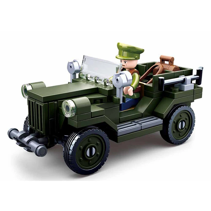 Строительные блоки SLUBAN World War II GAZ-67 Jeeped Car набор армейских солдат Классические