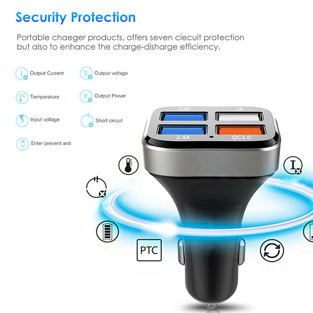 DSYCAR 1 шт., универсальное автомобильное зарядное устройство с 4 портами USB, быстрая зарядка 3,0, привод питания 4 для всех устройств, IOS, Android, смартфоны, планшеты, новинка