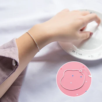 

Mocanie Simple Slub Shape Geometric Bracelet & Bangle for Women 925 Sterling Silver Link Chain Slim Bracelet Fine Jewelry Bijoux