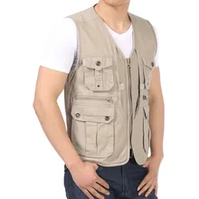 Осенний жилет для рыбалки для мужчин среднего возраста, весенние и осенние майки больших размеров с несколькими карманами, фотографический жилет