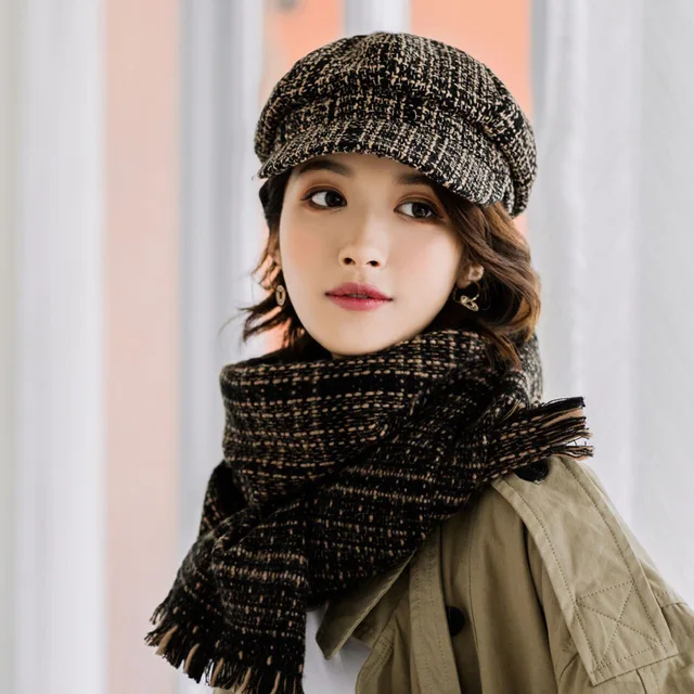 2020 Winter Women Hats Beanies Scarf Set Knitted Female Beanie Caps Snood Scarves Warmer Bonnet Ladies Casual Cap gorro invierno