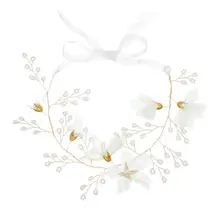 Свадебный головной убор из белой пряжи с цветами, мягкие головные уборы из гренадина с жемчугом, украшение для волос для женщин, Свадебная вечеринка