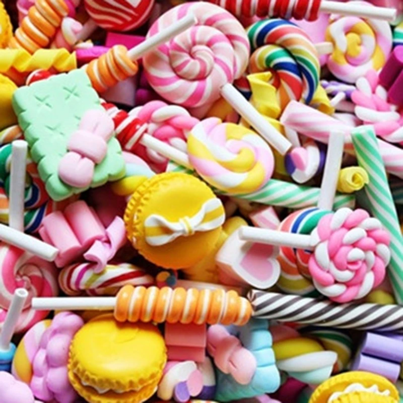 10pcs Resin Candy Charms for Slime Filler DIY Cake Ornament Phone Decoration Resin Charms Lizun Additions Slime Supplies Toys