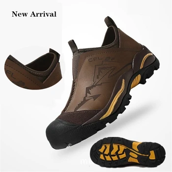 

Real Leather Shoes Trekking Hiking Rock Reef City Street Walking Non slip Rubber Sole Man Ultralight Travel Men Tactical Boots