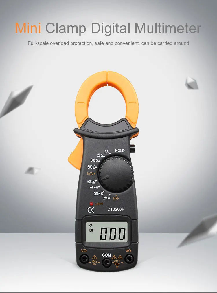 DT-3266F Digital Amper Clamp Meter Multimeter NCV Current Clamp Pincers Voltmeter Ammeter 600A AC/DC Ohm Current Voltage Tester