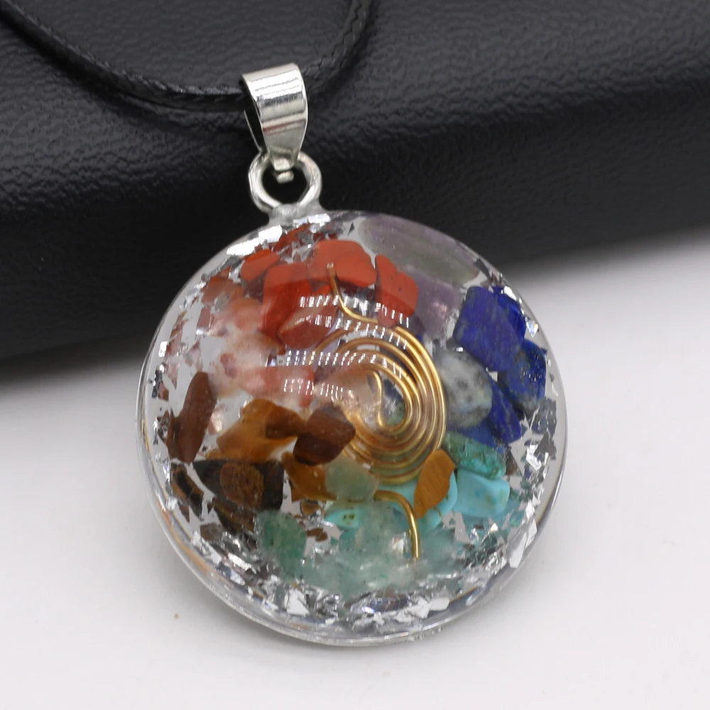 6PCS Wholesale Natural Stone 7 Chakra Irregular Shape Pendant Necklace Crafts For Woman Jewelry MakingDIY Necklace Charm Gift