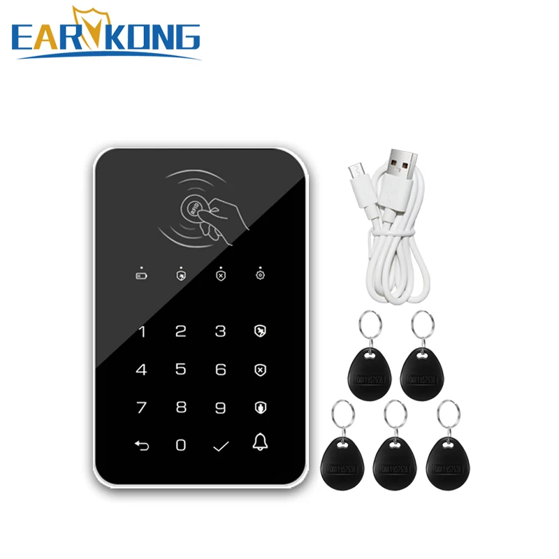433MHz Wireless Keyboard Touch Pad Doorbell Button For G50 / G30 / PG103 W2B WiFi GSM Alarm RFID Card Rechargeable Wireless Remote Control