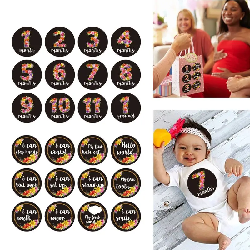 12PCS/Set Baby Month Sticker Newborn Photo Prop Stickers 1-12 Months Photo Stickers Birthday Party Decorations For kids
