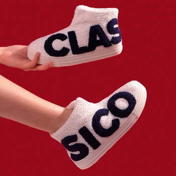 

kid Winter Boots Plus Cashmere Letter Pattern Shoes for Girls Boys Keep Warm Soft Snow Boots Kids Flat Outdoor Ankle Boots