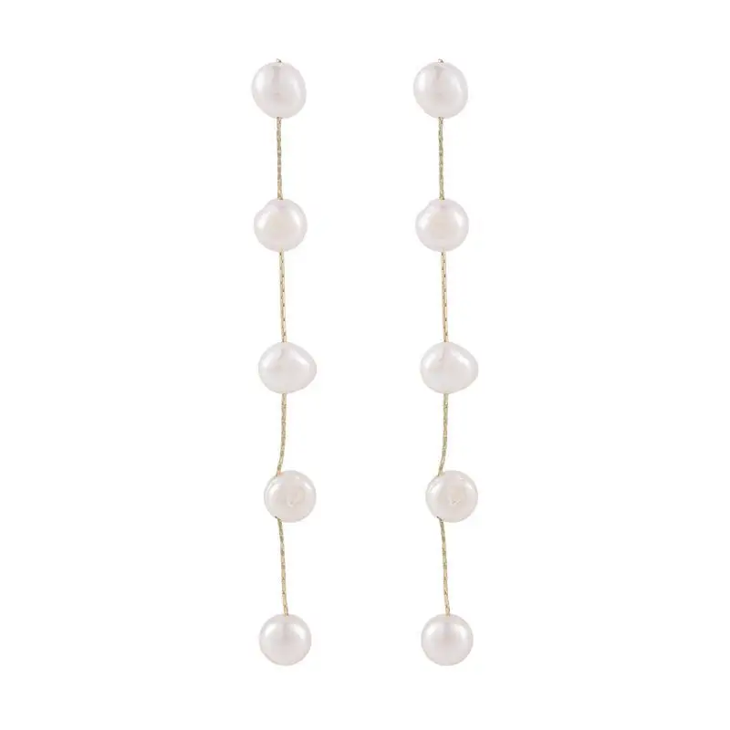 Korean Fashion Simple Baroque Pearl Tassel Long Earrings For Woman Gothic Girl's Elegant Jewelry Wedding Party Set Accessories - Image 6
