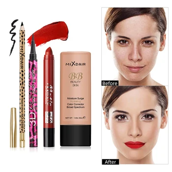 

4pcs Concealer Cream Eyebrow Pencil Eyeliner Long-Lasting Lipstick Not Blooming Makeup Cosmetic Set