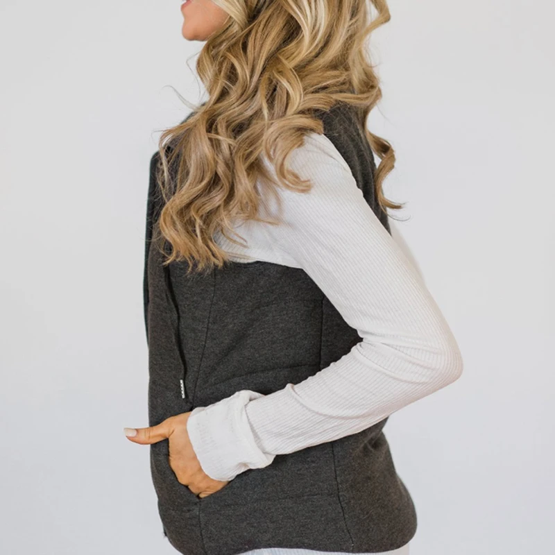 Hot Sale New Women Vest Female Casual Solid Zippers Vest Fashion Stand Collar Vest Ladies V-neck Coat For Women