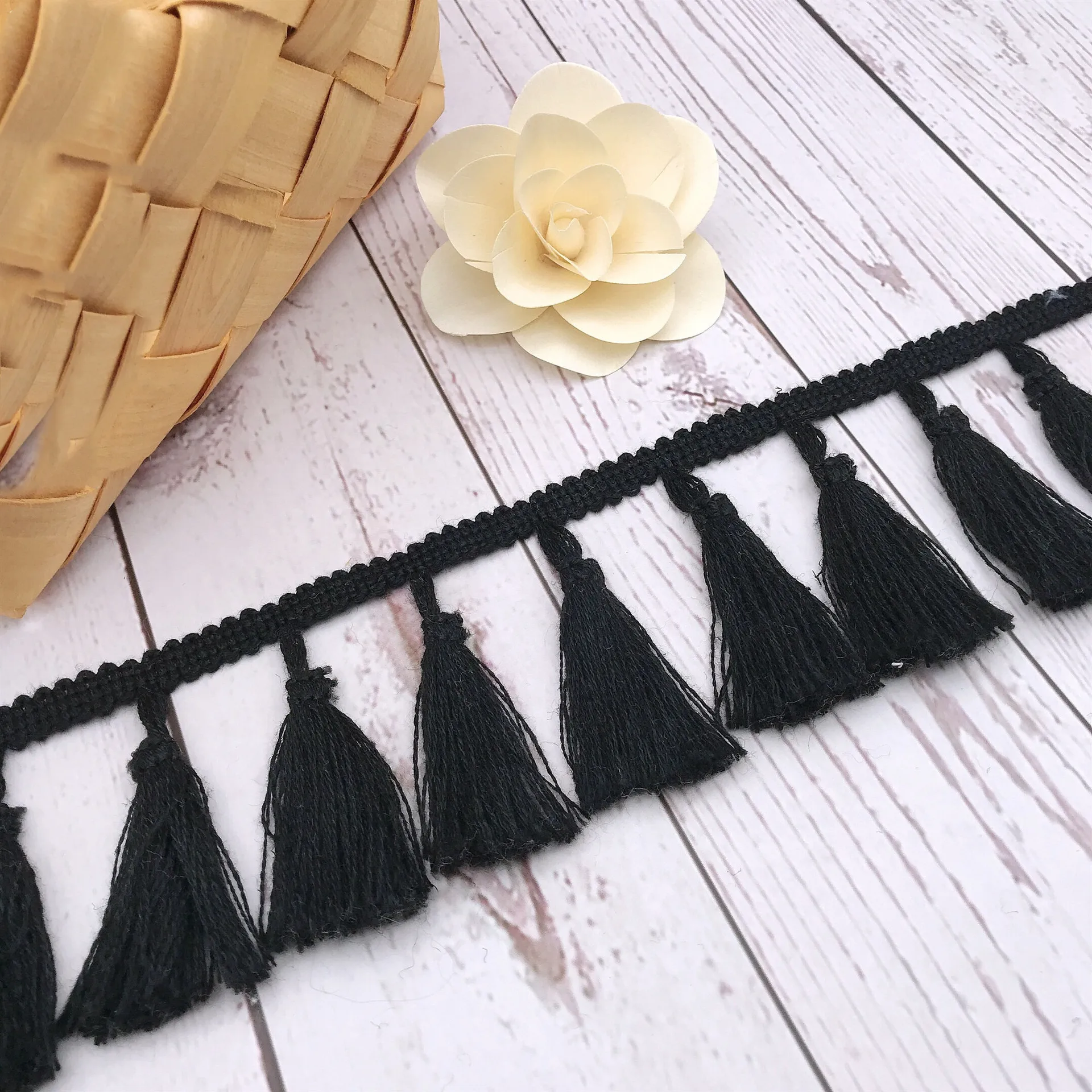3Yards/Lot Cotton Fabrics Braided Lace Ribbon Vintage Tassel Trim Headdress Materials Sewing Garment Home Textile Embellishment