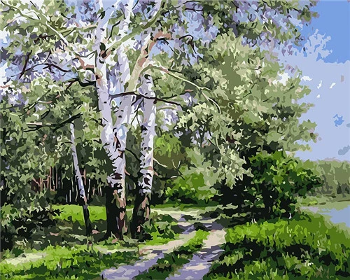 SZES-98 EverShine Paint By Number Tree DIY Kits Drawing Canvas Landscape Hand Painted Wall Art Home Decoration - Цвет: SZES-98