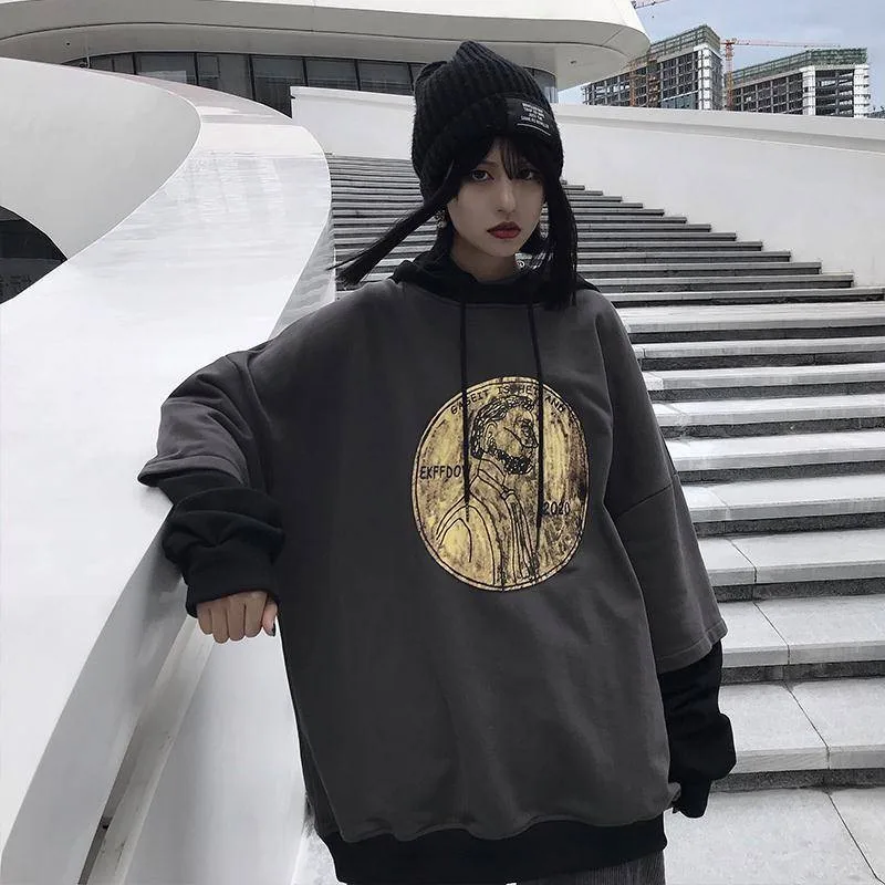 Sudadera con capucha de manga larga para mujer, ropa de calle holgada con  estampado coreano Ulzzang Harajuku, de otoño|Sudaderas con capucha y  sudaderas| - AliExpress
