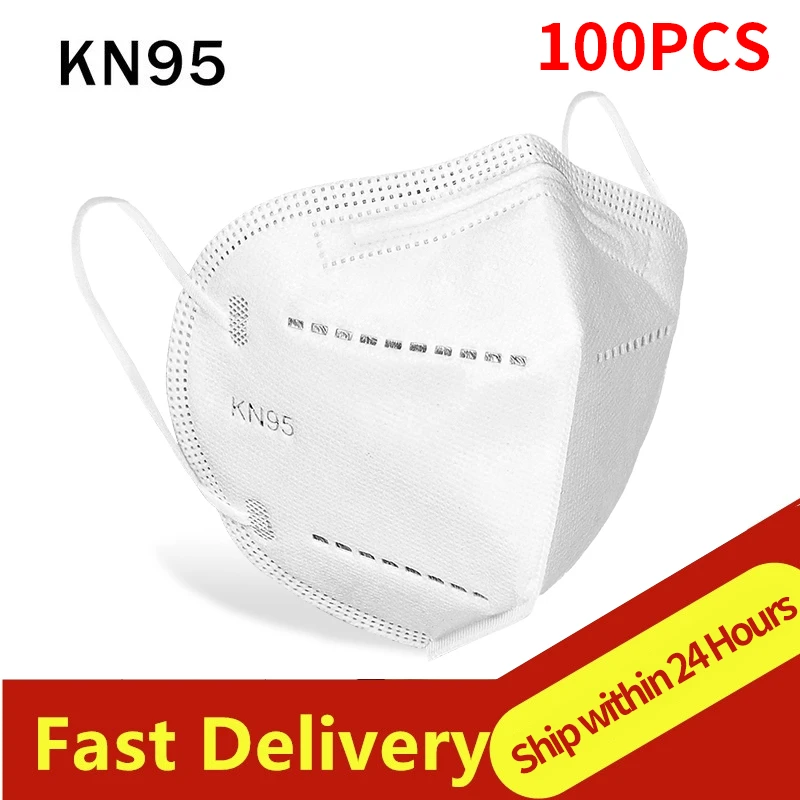 100 pièces livraison rapide KN95 Anti-buée et respirant 5 plis visage
bouche masques KN95 masque 95% Filtration respirateur