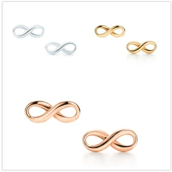 

2020 New High Quality Fashion 100% S925 Sterling Silver Gold Silver Number Eight Earrings Female Logo Exquisite Luxury Jewelry