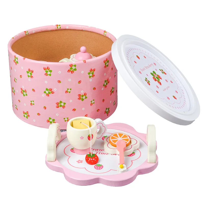 Afternoon Tea Wooden Set Kitchen Baby Girl Toys Wood Kids Pretend Play Early Learning Educational New Year Birthday Gift (11)
