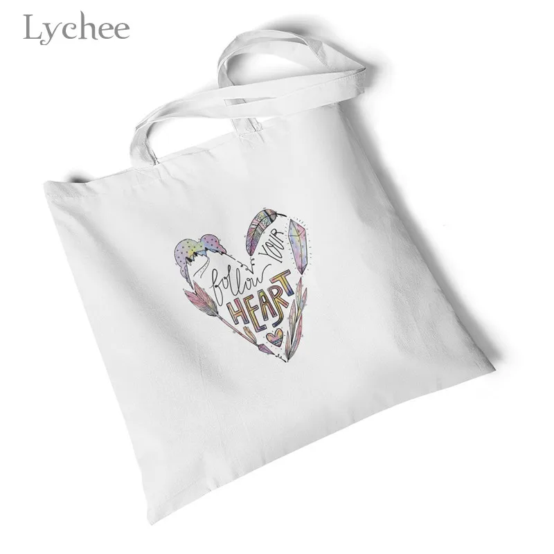 Heart with boho Lychee Harajuku экологические сумки для покупок Женская парусиновая сумка с буквенным принтом повседневные студенческие сумочки пляжная большая белая сумка на плечо - Цвет: Heart with boho