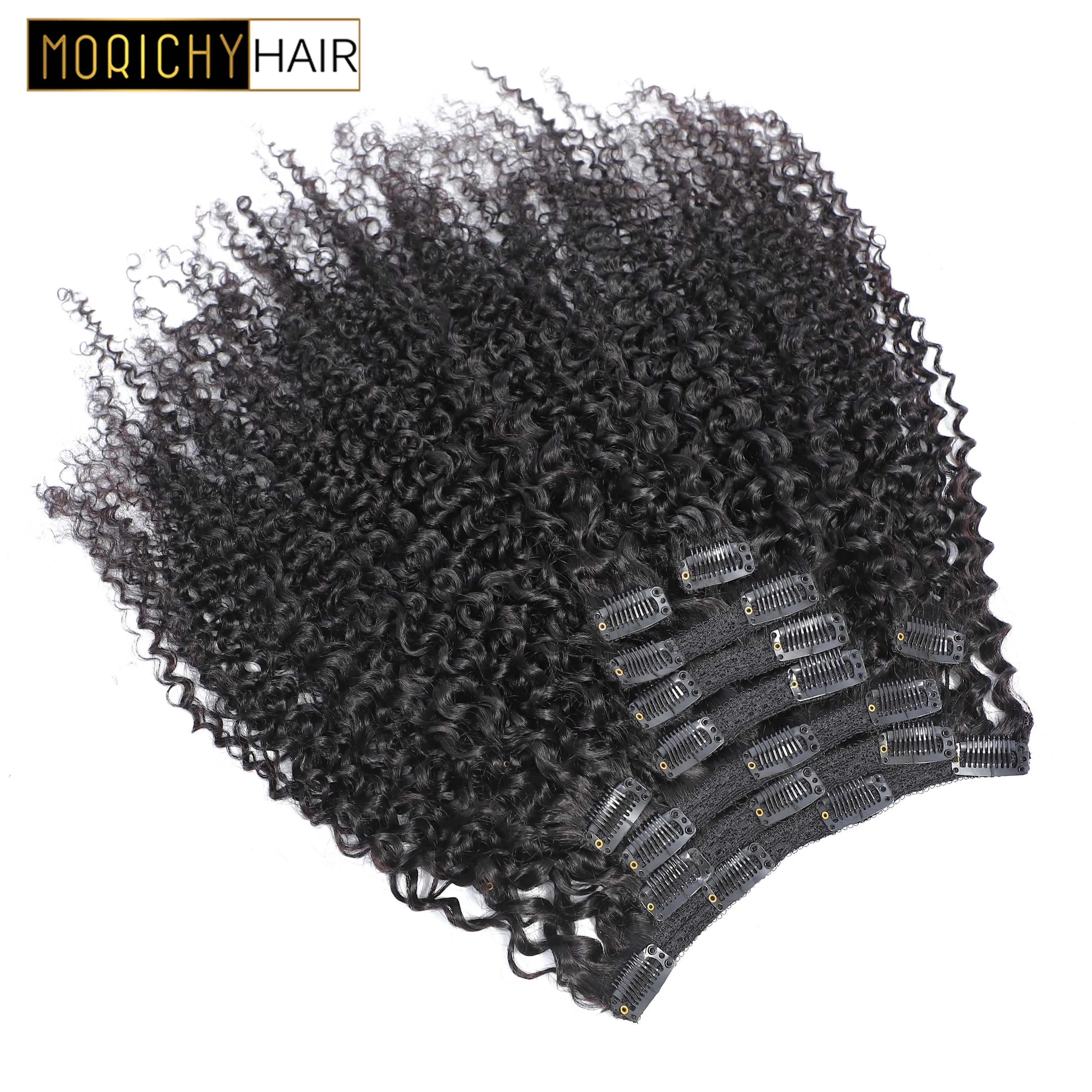 

Morichy Hair Clip In Human hair Extensions Brazilian Kinky Curly Hair Remy 120 Grams/Set Natural Color Curly Hair