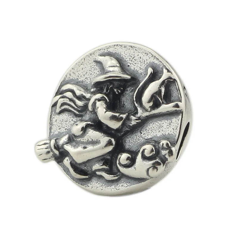 Broom Witch Charms Beads Silver 925 Original Beads Fit Original Brand Bracelet Jewelry Small Hole Bead for Jewelry Making Beads