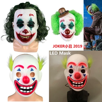 

New Movie Joker Arthur Fleck Cosplay Mask Kids Adult Helmet Clown Horror Latex LED Masks Party Halloween Masquerade Costume Prop