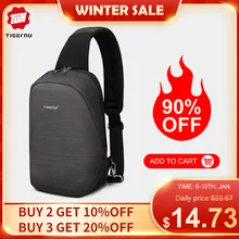 Tigernu แฟชั่นชายกระเป๋า Casual Splashproof กระเป๋าสะพาย 9.7 นิ้ว Crossbody สำหรับกระเป๋า Messenger ผู้หญิงสีดำกระเป๋าสะพา...(China)