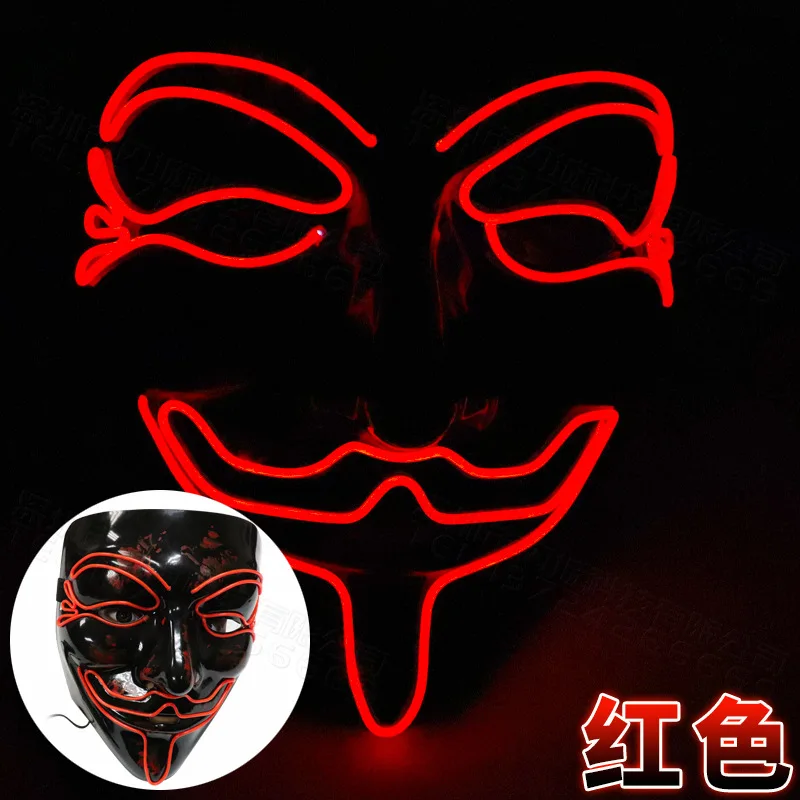 red V-образная светящаяся маска для хеллоуина и карнавала косплей маскарад Вечерние танцевальные ночные вендетты команда флэш фестиваль маскарадные маски - Цвет: red