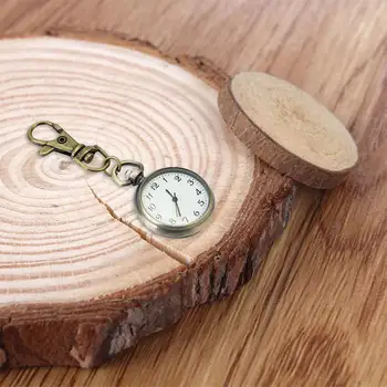 

2PCS Quartz Retro Pocket Watch With Sports Key Chain Key Ring Bronze Round Watch Pocket Watch