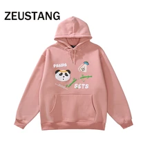 

Zeustang Pullover Hoodies Sweatshirt Panda animal Print Fleece Hooded Sweatshirts Hip Hop Casual Loose Streetwear Fashion Tops