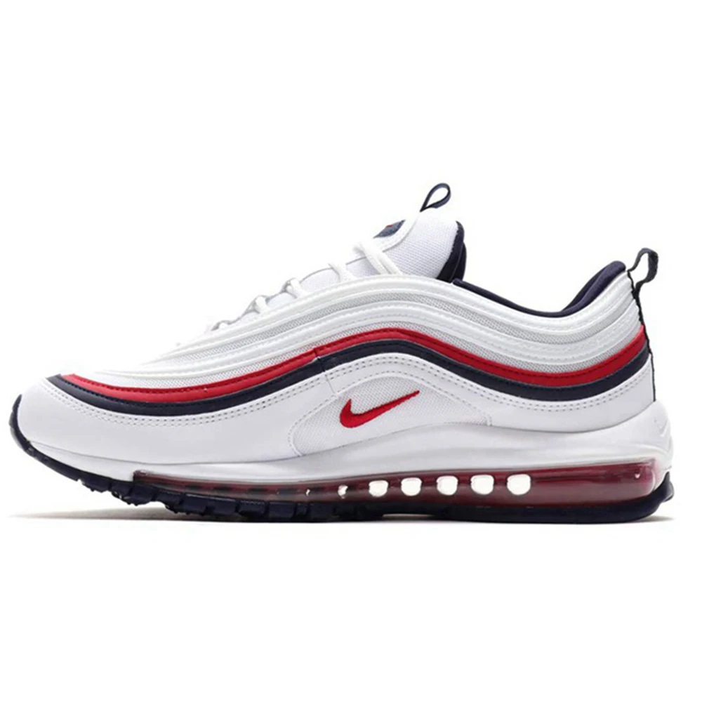 Nike Air Max 97 белые красные мужские кроссовки для бега удобная спортивная обувь с воздушной подушкой кроссовки для отдыха#921733-102