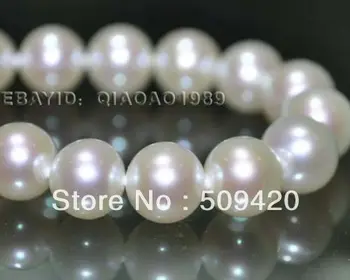 

Free Shipping ~~ Pearl Necklace 9-10mm round white freshwater pearl necklace 14KGP Clasp