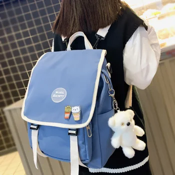 

DCIMOR New Multi-function Waterproof Nylon Women Backpack Female Insert Buckle Portable Travel Bag Teenage Girls Small Schoolbag