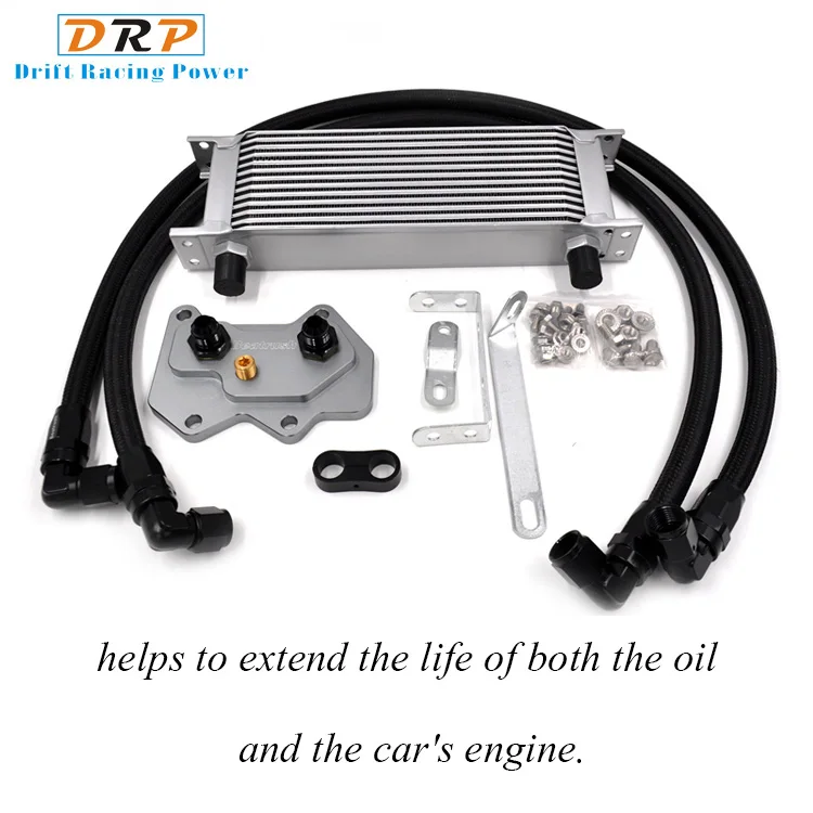Engine Diff Trans Aluminum Alloy Oil Cooler Kit Ss Lines Black Filter Adapter Engine Diff Trans Aluminum Alloy Oil Cooler Kit Ss Lines Black Filter Adapter