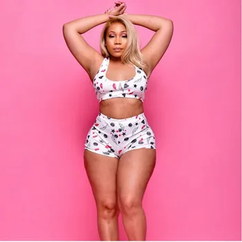

Hot Sale 2020 Summer Women Printed Pajama Set Casual Two Piece Set Sleeveless Crop Top and Shorts Nightwear Set Fashion Homewear