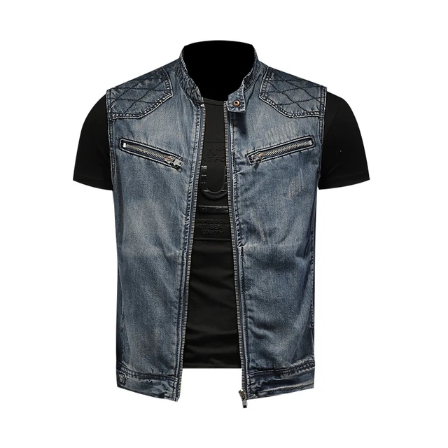 Bryggeri ild tankevækkende 2023 Frühling neue Jeans weste Männer Punk Rock Cowboy schwarze Jeans Weste  Mode Männer Motorrad Stil ärmellose Jeans Jacke M-6Xl - AliExpress