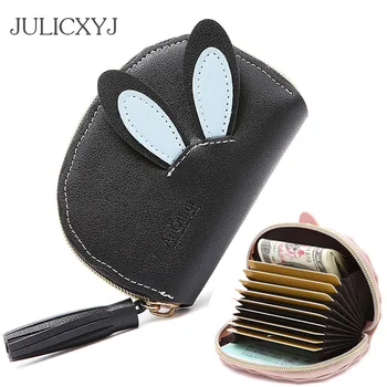 

JULICXYJ Cute Rabbit Design Cartoon Women Credit Bank Cards Holder Passport Cover Card Bag Case For Student Girl Carteira Mujer