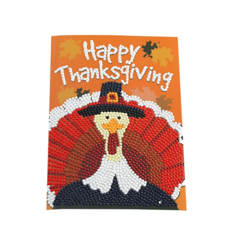 4PCS Thanksgiving Cards 5D DIY Diamond Painting Cross Stitch Greeting Card Invitations Hand Embroid - 4000293274922
